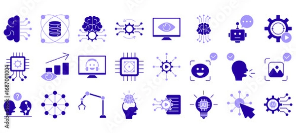 Fototapeta Set of artificial intelligence Icons or symbols Vector fully editable file.