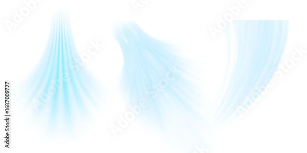 Obraz Air flow set of vector elements on a white background. Abstract light effect blowing from an air conditioner, purifier or humidifier. Dynamic blurred flow motion	