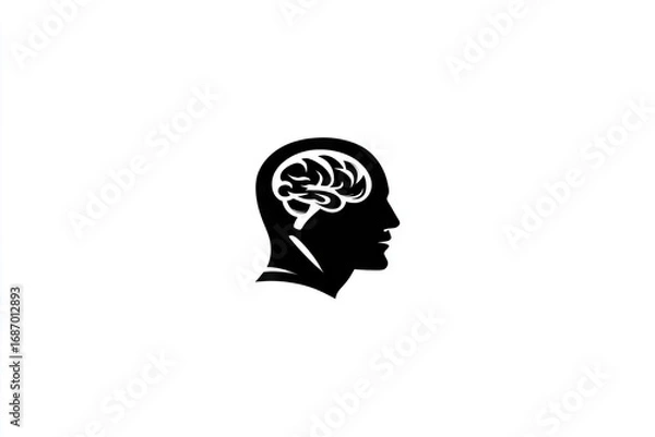Fototapeta Profile view of a head and brain graphic.