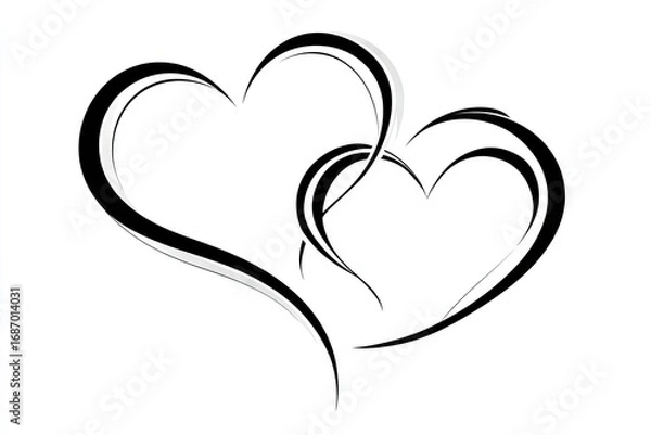 Fototapeta Intertwined heart shapes in black outline.