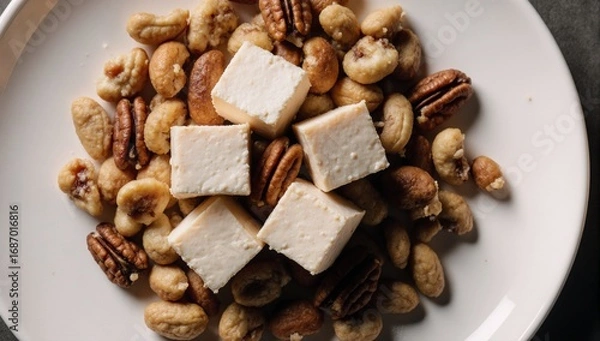 Fototapeta Nutrient-rich blend of tofu and nuts