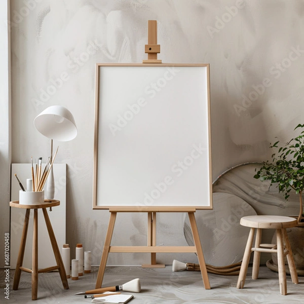 Fototapeta frame mockup poster on the canvas stand