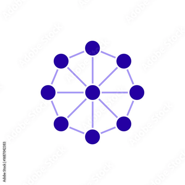 Fototapeta Icon a neural network, isolated against a clean background.