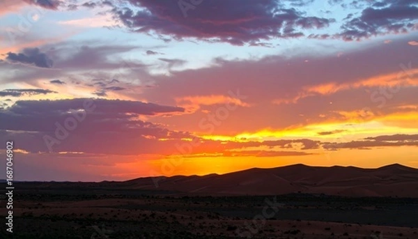 Obraz Dramatic sunset over desert dunes (2)