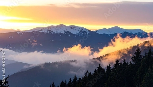 Obraz Majestic mountain range at sunrise