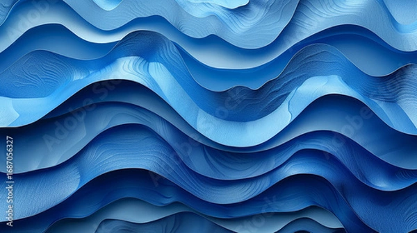 Fototapeta Abstract blue wavy layered design.
