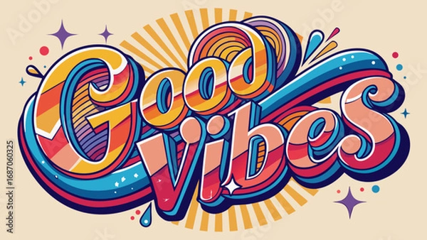 Fototapeta Good Vibes – retro, colorful, playful style