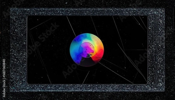 Fototapeta VHS corrupted frame with noisy static particles and color bleeding 
