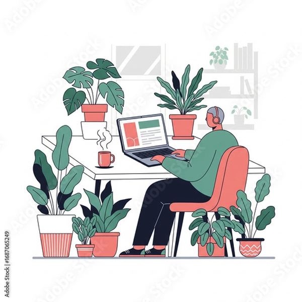 Fototapeta Remote Work Concept Illustration