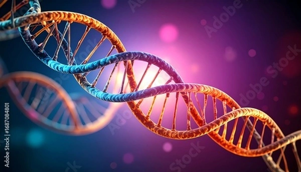 Obraz DNA helix in vibrant colors against a bokeh background