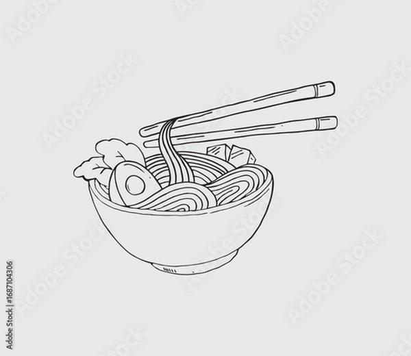 Fototapeta Noodles and Chopsticks Illustrations A Fast Food Sketch
