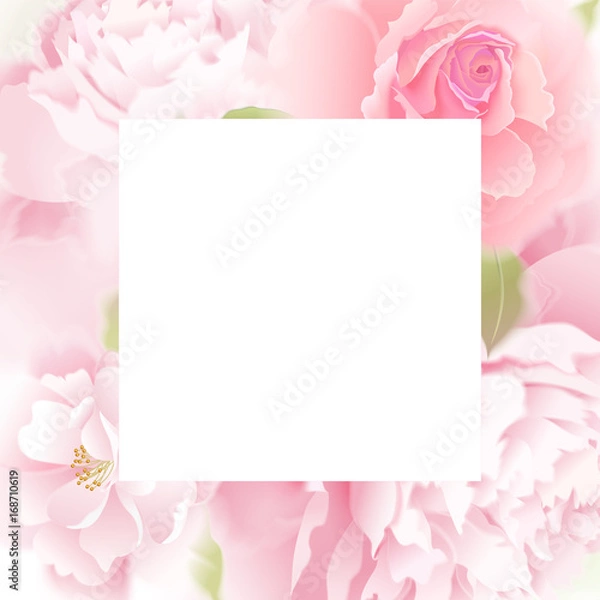 Fototapeta Vector card with rosesand peonies.