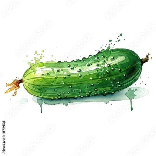Fototapeta Cucumber in Watercolor Style