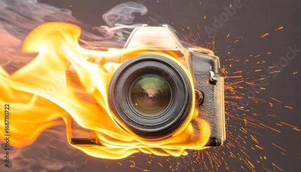 Obraz Burning camera in flames