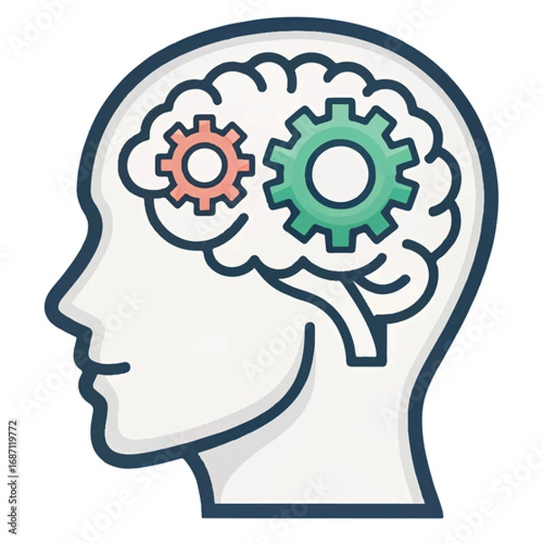 Fototapeta Mind Gears:  Conceptual Illustration of Cognitive Processes, Problem Solving, and Mental Mechanisms.