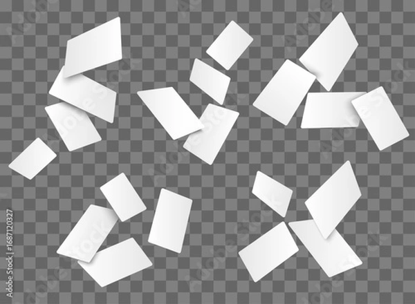 Fototapeta Realistic empty cards flying mockup set