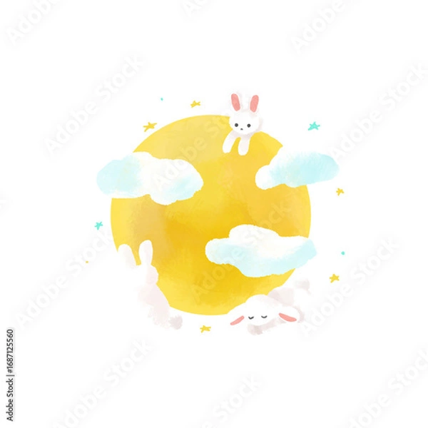 Obraz お月見うさぎのイラスト