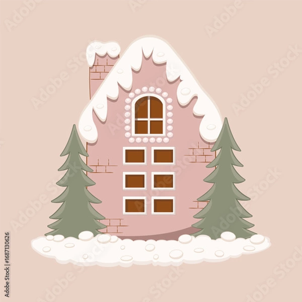 Fototapeta Delightful Christmas Gingerbread House With Festive Decorations and Candy Canes