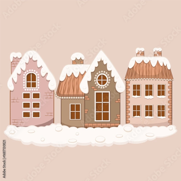 Obraz Delightful Christmas Gingerbread House With Festive Decorations and Candy Canes