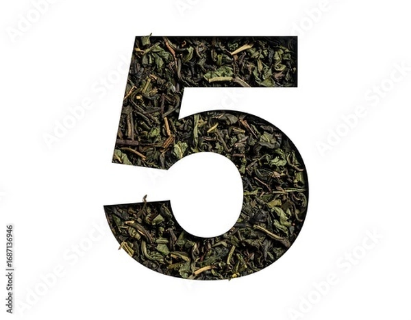 Obraz Number five formed from green tea leaves