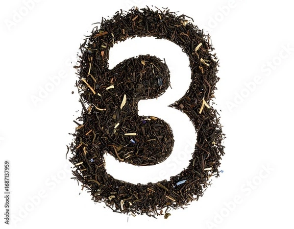 Obraz Number three formed by tea leaves