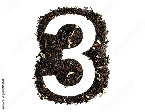 Obraz Number three formed from tea leaves