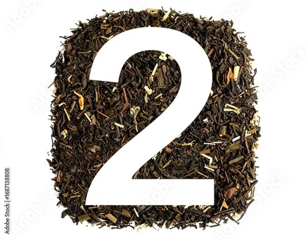 Obraz Number two formed by tea leaves