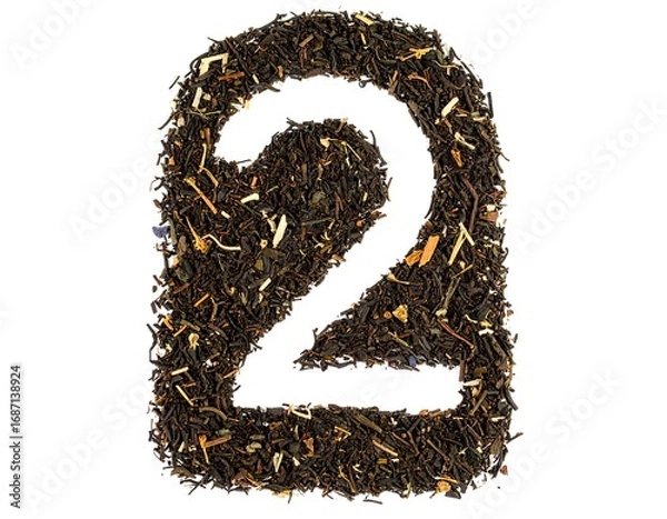 Obraz Number two formed from loose tea leaves