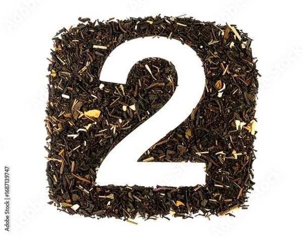 Obraz Number two formed from tea leaves