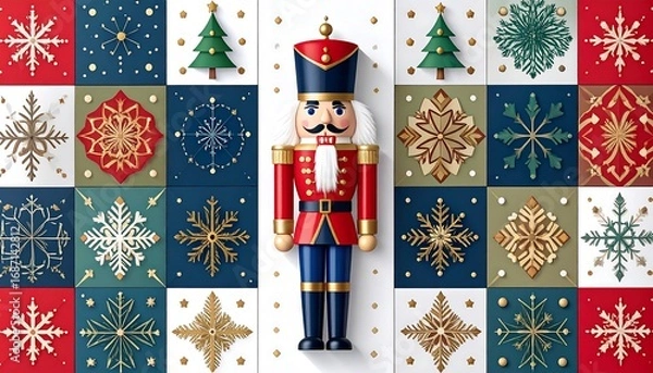 Obraz Nutcracker figurine, holiday decorative pattern