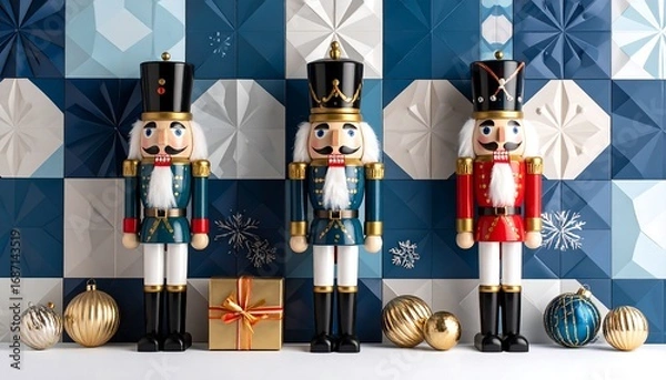 Obraz Nutcrackers on a decorative tile background