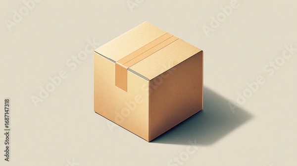 Fototapeta 灰色背景で置かれた段ボール箱の静物写真一個