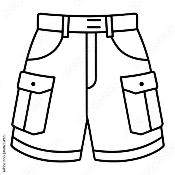 Fototapeta Cargo Shorts Side View Line Art Vector