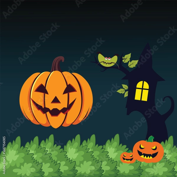 Obraz halloween background with pumpkin