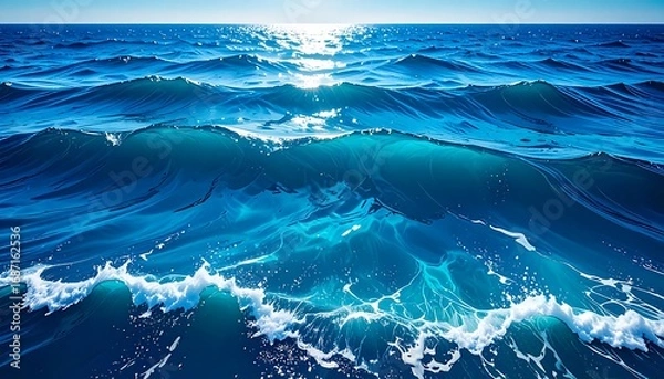 Obraz Ocean waves reflecting sunlight