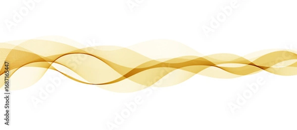 Fototapeta Soft Gold Gradient Transparent Wave Background. Colorful Flowing Wavy Smoke Lines isolated on white background. Vector illustration