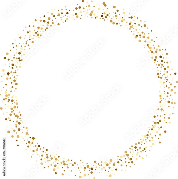 Fototapeta Abstract Shiny Gold Glitter Round Frame design element. For New Year, Merry Christmas, Birthday and Wedding greeting card and invitation. Luxury Background design