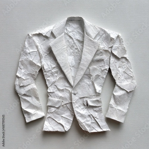 Obraz Sculptural white jacket, crumpled paper texture