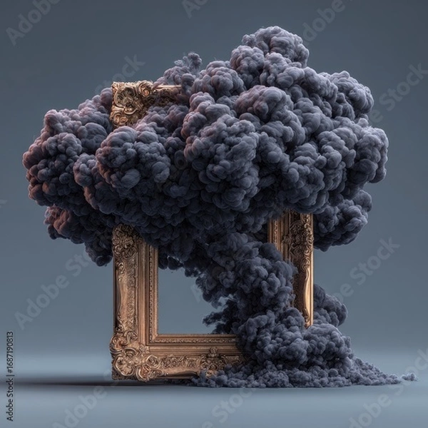 Obraz Ornate frame engulfed by dramatic smoke