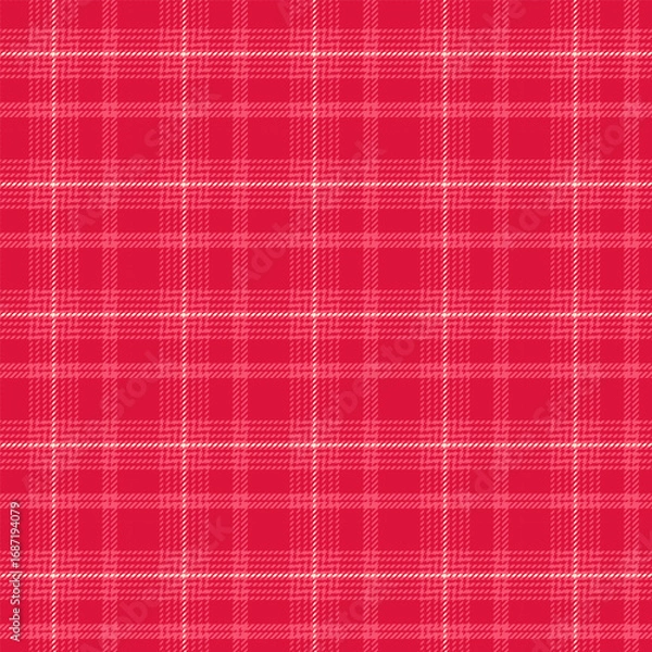 Fototapeta Plaid pattern with twill weave in red.Christmas, winter tartan check seamless pattern.Vector illustration geometric background for fabric and prints.