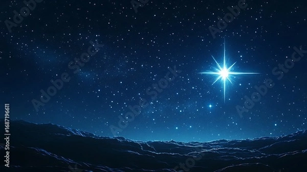 Obraz Dazzling north star shining brightly above cosmic horizon high resolution picture