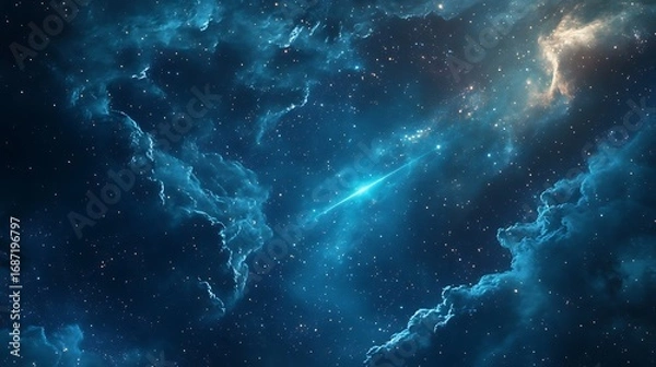 Fototapeta Dramatic meteor streak across starlit evening landscape high resolution picture