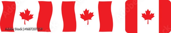 Obraz Canada flag PNG vector. Canada Square and round, Canada wavy flag digital vector illustration.
