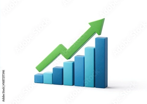 Fototapeta 3D bar graph with upward trend (1)