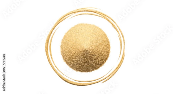 Fototapeta Pile of dry yeast with golden circle isolated on transparent background