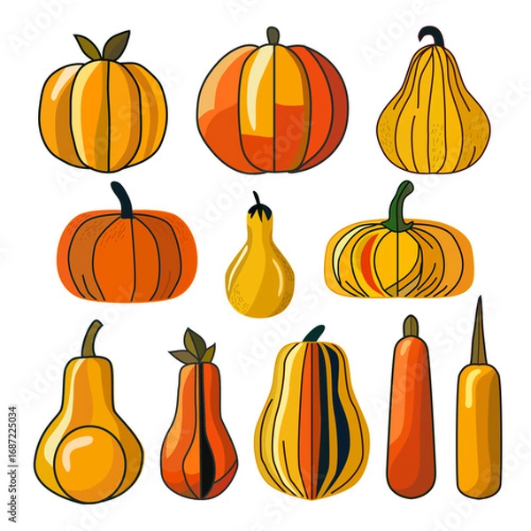 Obraz autumn halloween pumpkins set