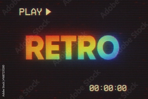 Fototapeta Retro VHS aesthetic with nostalgic scan lines and vintage color distortion effects