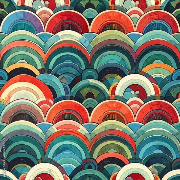 Fototapeta Vibrant layered circular pattern