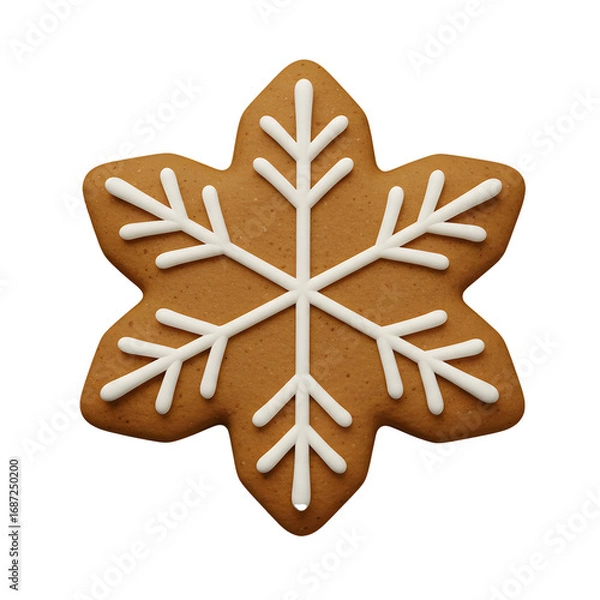Fototapeta Gingerbread cookie snowflake design with icing decoration