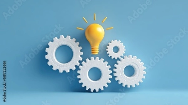 Fototapeta bright idea gears innovation process